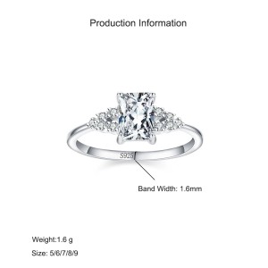 925 Sterling Silver Rectangular Emerald-Cut CZ Solitaire Ring 70200326 925 Sterling Silver Rectangular Emerald-Cut CZ Solitaire Ring 70200326
