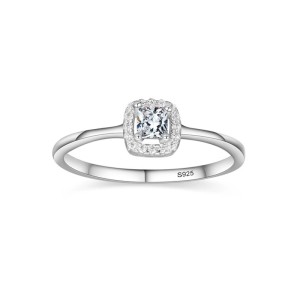 925 Sterling Silver Princess-Cut 1CT CZ Halo Ring 70200328