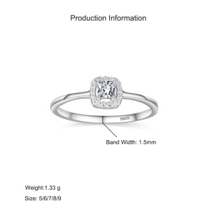 925 Sterling Silver Princess-Cut 1CT CZ Halo Ring 70200328