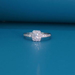 925 Sterling Silver Radiant Cut Square Halo CZ Ring 70200331