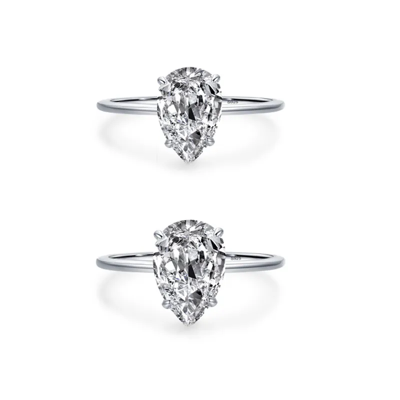 925 Sterling Silver Pear Cut 2/3CT Teardrop CZ Ring 70200333