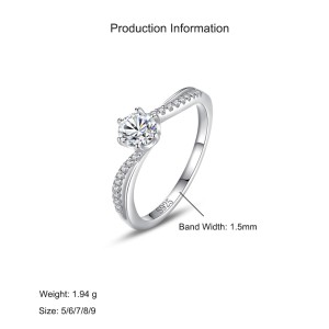 925 Sterling Silver Round-Cut Solitaire Six-Prong CZ Ring 70200334