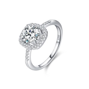 925 Sterling Silver Round-Cut Halo CZ Ring 70200335