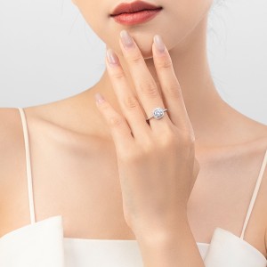 925 Sterling Silver Round-Cut Halo CZ Ring 70200335