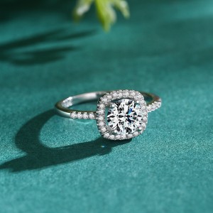 925 Sterling Silver Round-Cut Halo CZ Ring 70200335