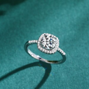 925 Sterling Silver Round-Cut Halo CZ Ring 70200335