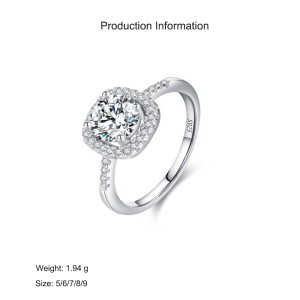 925 Sterling Silver Round-Cut Halo CZ Ring 70200335