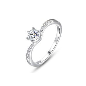 925 Sterling Silver Classic Solitaire Six-Prong CZ Ring 70200338