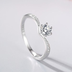 925 Sterling Silver Classic Solitaire Six-Prong CZ Ring 70200338
