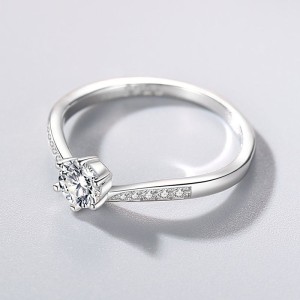 925 Sterling Silver Classic Solitaire Six-Prong CZ Ring 70200338