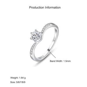 925 Sterling Silver Classic Solitaire Six-Prong CZ Ring 70200338