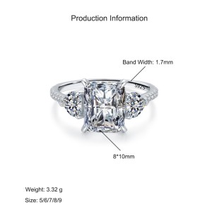 925 Sterling Silver Emerald-Cut 3 CT CZ Ring 70200339