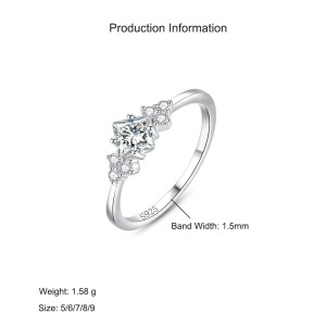 925 Sterling Silver Minimalist Princess-Cut CZ Ring 70200342