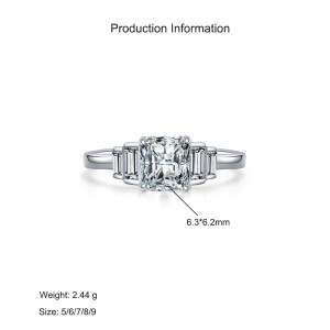 925 Sterling Silver Cushion-Cut Square Solitaire CZ Ring 70200343