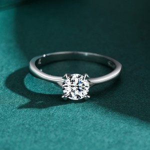 925 Sterling Silver Classic 1 CT Solitaire Band Ring 70200347