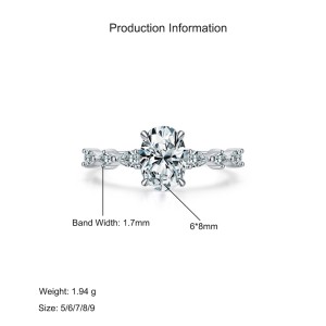 925 Sterling Silver Classic Oval CZ Ring 70200348
