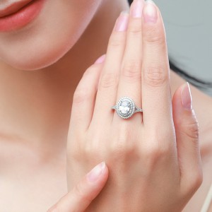 925 Sterling Silver Double Halo 5 CT Oval CZ Ring 70200349