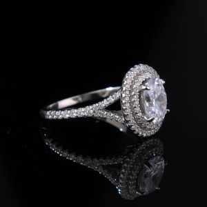 925 Sterling Silver Double Halo 5 CT Oval CZ Ring 70200349