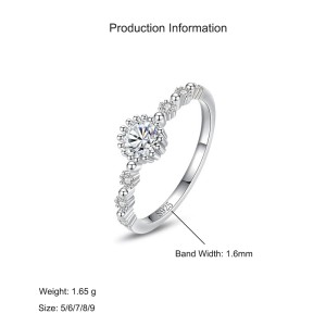 925 Sterling Silver Dainty Minimalist Round CZ Ring 70200352