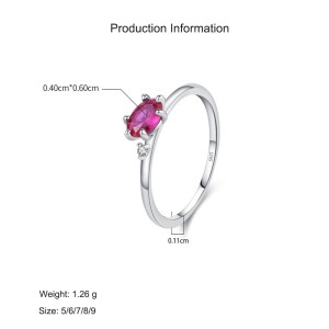 925 Sterling Silver Minimalist Ruby-Look CZ Stacking Ring 70200353