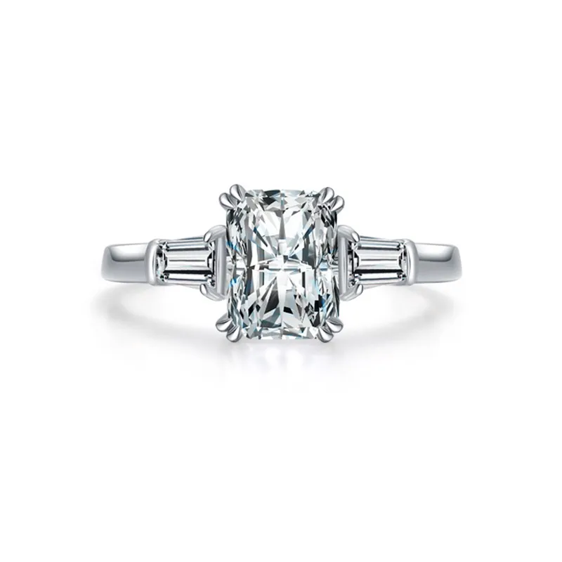 925 Sterling Silver Emerald-Cut CZ Solitaire Ring 70200356