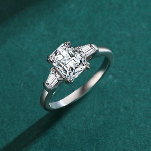 925 Sterling Silver Emerald-Cut CZ Solitaire Ring 70200356 925 Sterling Silver Emerald-Cut CZ Solitaire Ring 70200356