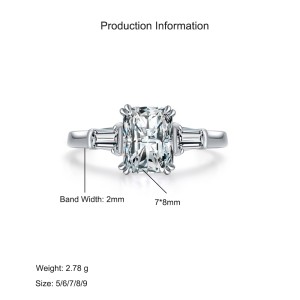 925 Sterling Silver Emerald-Cut CZ Solitaire Ring 70200356 925 Sterling Silver Emerald-Cut CZ Solitaire Ring 70200356