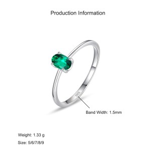 925 Sterling Silver Emerald Green Oval Solitaire Ring 70200357 925 Sterling Silver Emerald Green Oval Solitaire Ring 70200357