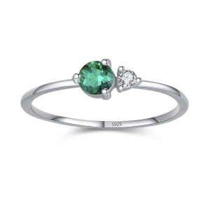 925 Sterling Silver Minimalist Emerald Green CZ Accent Ring 70200358 925 Sterling Silver Minimalist Emerald Green CZ Accent Ring 70200358