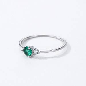 925 Sterling Silver Minimalist Emerald Green CZ Accent Ring 70200358 925 Sterling Silver Minimalist Emerald Green CZ Accent Ring 70200358