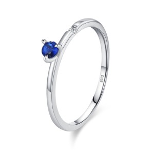 925 Sterling Silver Minimalist Sapphire Zircon Ring 70200360