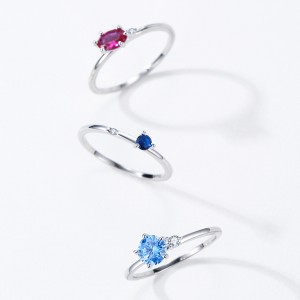 925 Sterling Silver Minimalist Aquamarine Blue Zircon Ring 70200362