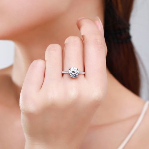 925 Sterling Silver 2 CT Four-Prong Zircon Ring 70200363