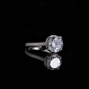 925 Sterling Silver 2 CT Four-Prong Zircon Ring 70200363