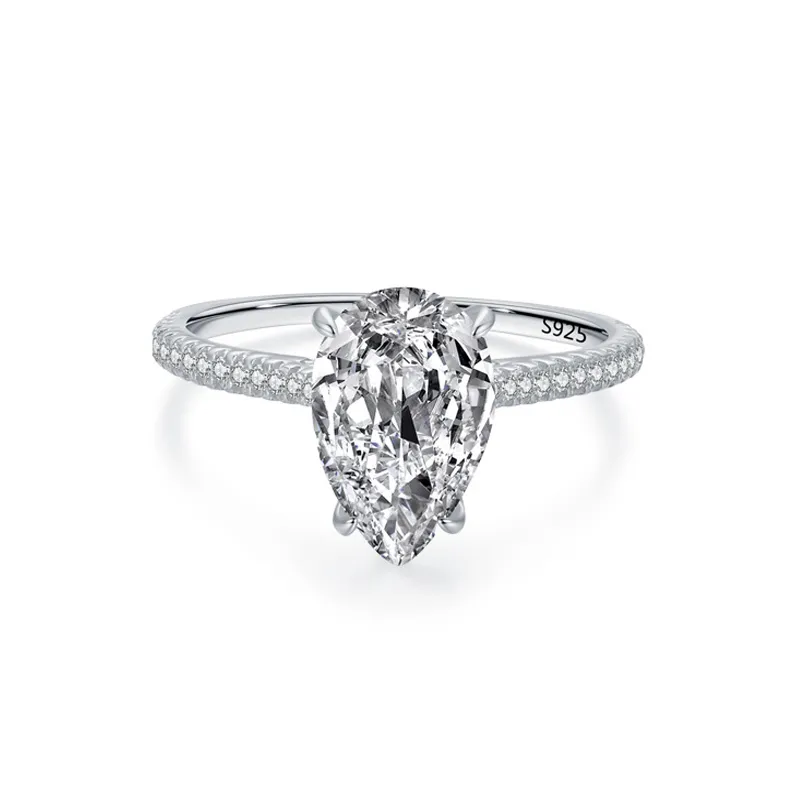 925 Sterling Silver 3 CT Pear Cut Zircon Ring 70200364 925 Sterling Silver 3 CT Pear Cut Zircon Ring 70200364