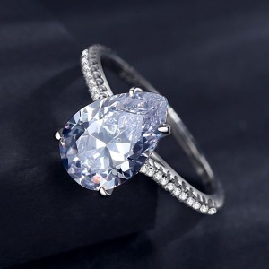 925 Sterling Silver 3 CT Pear Cut Zircon Ring 70200364 925 Sterling Silver 3 CT Pear Cut Zircon Ring 70200364