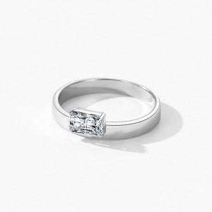 925 Sterling Silver Minimalist Solitaire Square Cut Zircon Ring 70200365