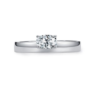925 Sterling Silver Classic Minimalist Oval Zircon Solitaire Ring 70200366