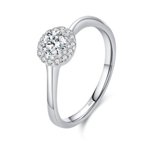 925 Sterling Silver Halo Zircon Engagement Ring 70200367 925 Sterling Silver Halo Zircon Engagement Ring 70200367