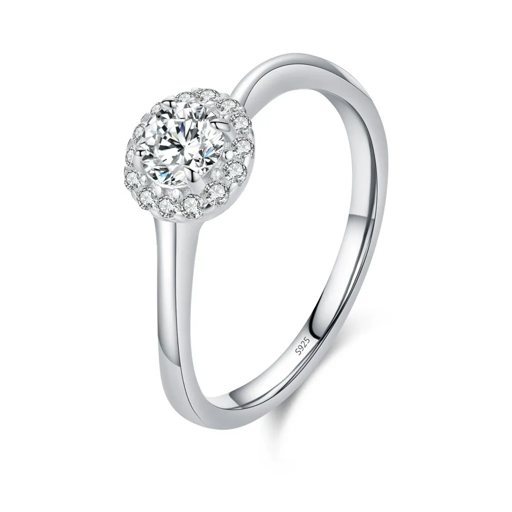 925 Sterling Silver Halo Zircon Engagement Ring 70200367 925 Sterling Silver Halo Zircon Engagement Ring 70200367