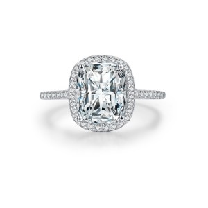 925 Sterling Silver 3 CT Cushion Cut Zircon Halo Ring 70200368