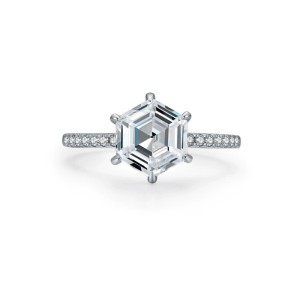 925 Sterling Silver Hexagon Cut Geometric Zircon Ring 70200371