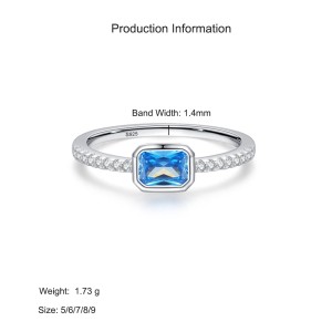 925 Sterling Silver Emerald Cut Blue Zircon Ring 70200372 925 Sterling Silver Emerald Cut Blue Zircon Ring 70200372
