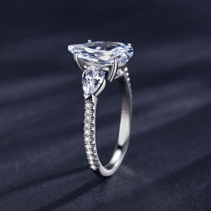 925 Sterling Silver Pear Cut Teardrop Zircon Ring 70200373