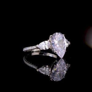 925 Sterling Silver Pear Cut Teardrop Zircon Ring 70200373