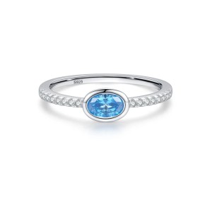 925 Sterling Silver Blue Oval Zircon Ring 70200374 925 Sterling Silver Blue Oval Zircon Ring 70200374