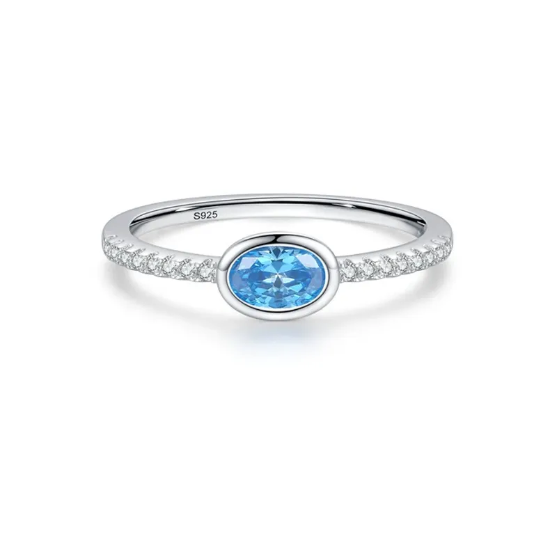 925 Sterling Silver Blue Oval Zircon Ring 70200374 925 Sterling Silver Blue Oval Zircon Ring 70200374