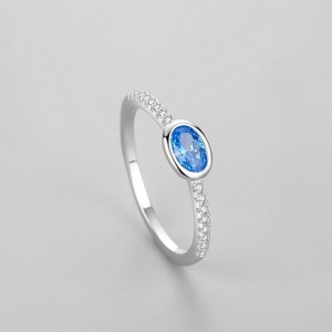 925 Sterling Silver Blue Oval Zircon Ring 70200374 925 Sterling Silver Blue Oval Zircon Ring 70200374
