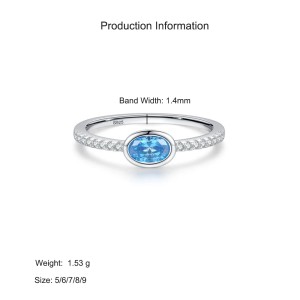 925 Sterling Silver Blue Oval Zircon Ring 70200374 925 Sterling Silver Blue Oval Zircon Ring 70200374