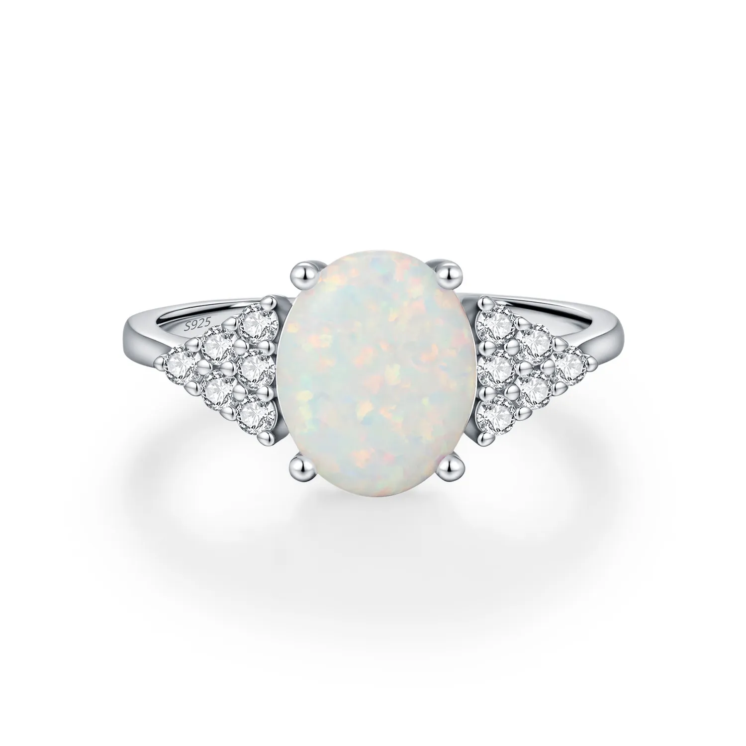925 Sterling Silver Oval Created Opal Ring 70200375